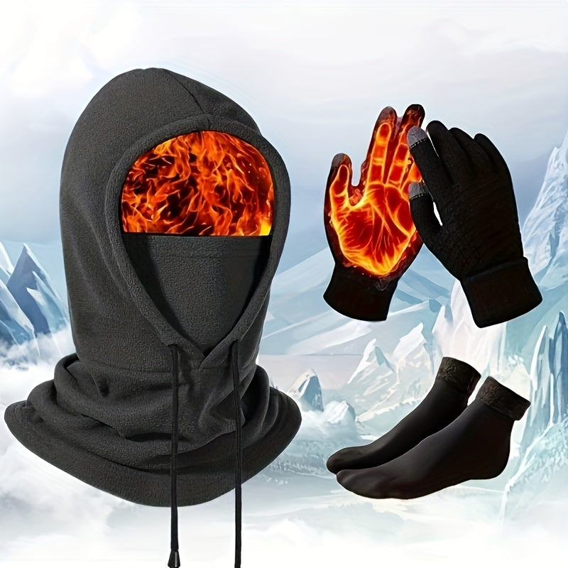 A complete set of winter hats, headwear, scarves, gloves and thermal socks | Outdoor skiing / cycling / daily commuting | Outdoor enthusiasts | Hat category | Winter warm headgear, outdoor windproof hats, full-face cold-proof hats