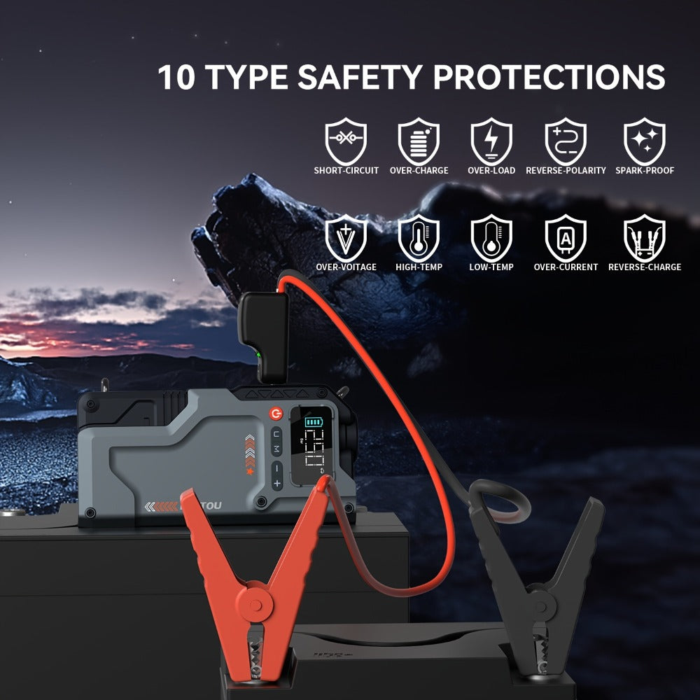 6000A Jump Starter with Air Compressor, 7in 1 Function Jump Box 150PSI Jump Starter Battery Pack with Digital Tire Inflator, Car Battery Charger Portable for 2.64gal Gas Or2.38gal Diesel Battery Charger, Car Jumper Starter Portable, 6000A& 8000A