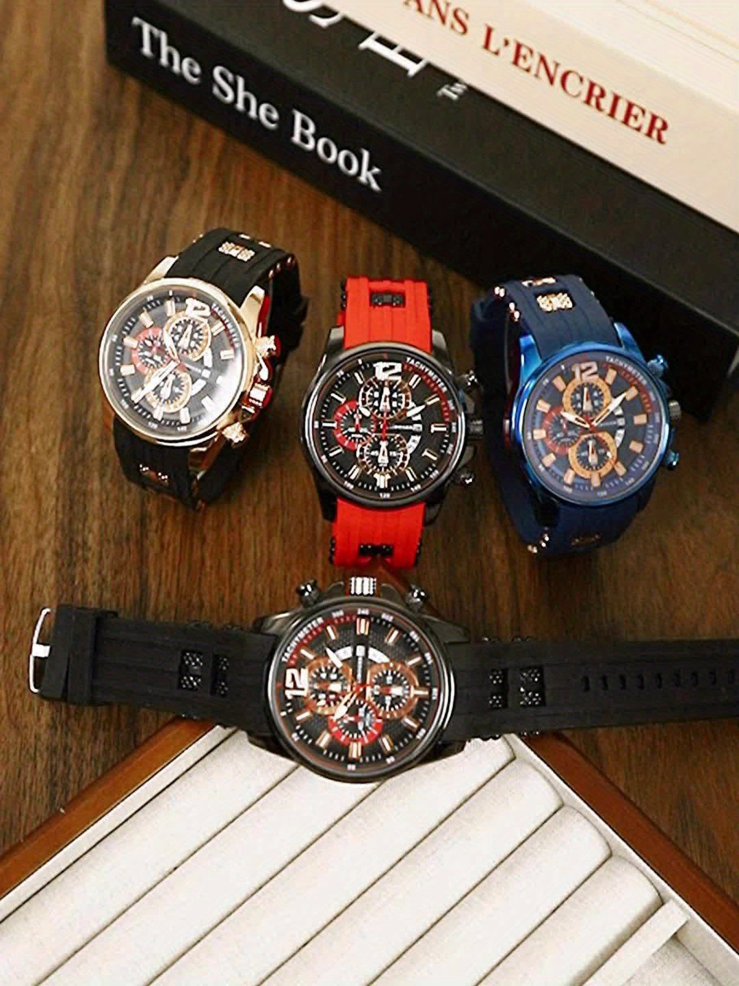 1pc Men'S Fashion Casual Quartz Watch, Silicone Strap, Date Display - Stylish Casual Wristwatch for Casual Attire, Casual Wristwatch | Sporty Watch Design | Quartz Movement, Thanksgiving, Christmas The Perfect Gift Reloj Para Hombre.