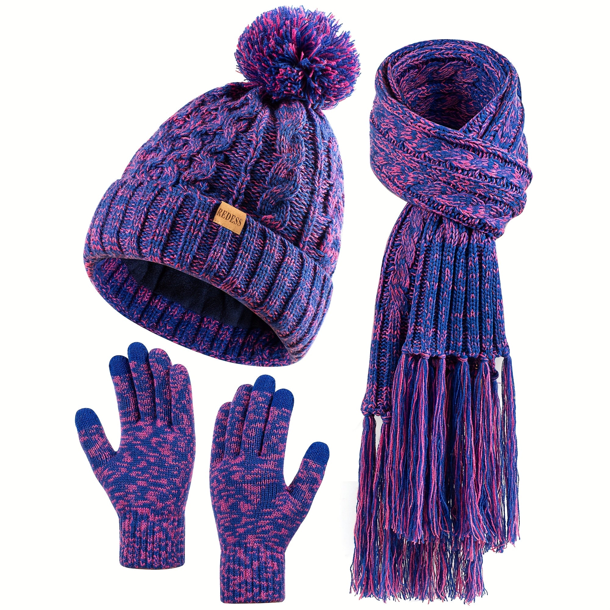 Winter Warm Hat Scarf Cap Gloves Set New Year Gift for Women, Valentine's Day Gift, Winter Clothing