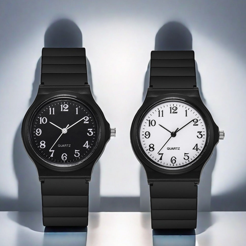2pcs Pack (2pcs) Simple Analog Quartz Watch with Analog Hands, Minimalist Round Face & Quartz Movement - Unisex Casual Everyday Watch Suitable for Daily Wear, Gifts for &, Affordable Timepiece with - Movement