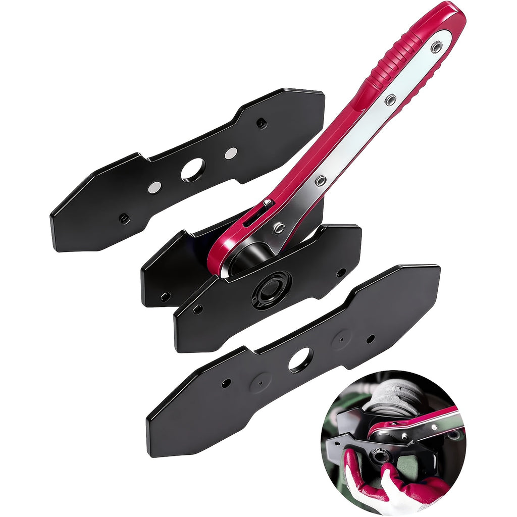 Brake Caliper Compression Tool Set, Automotive Quad Disc Pistion Ratchet Ratcheting Press Tool, Car Brake Pads Retractor Compressor with 4pcs Spreader Plates for Brake Pump Adjustment