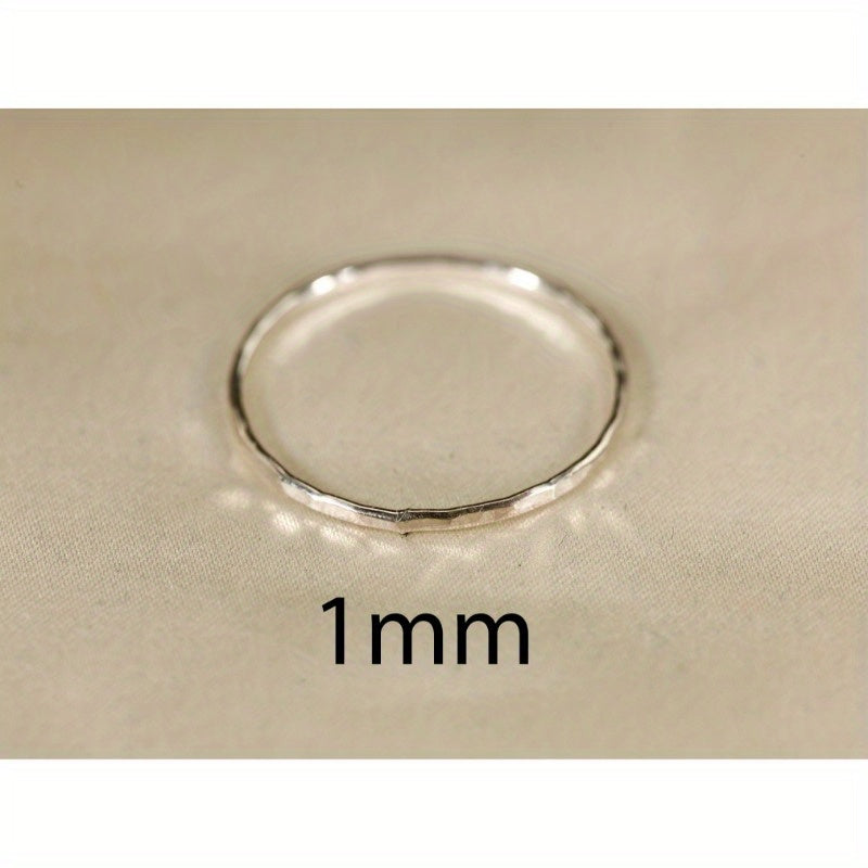[Gift for Her] S925 Silver Hammered Ring, Silvery Stackable Ring Gift for Her