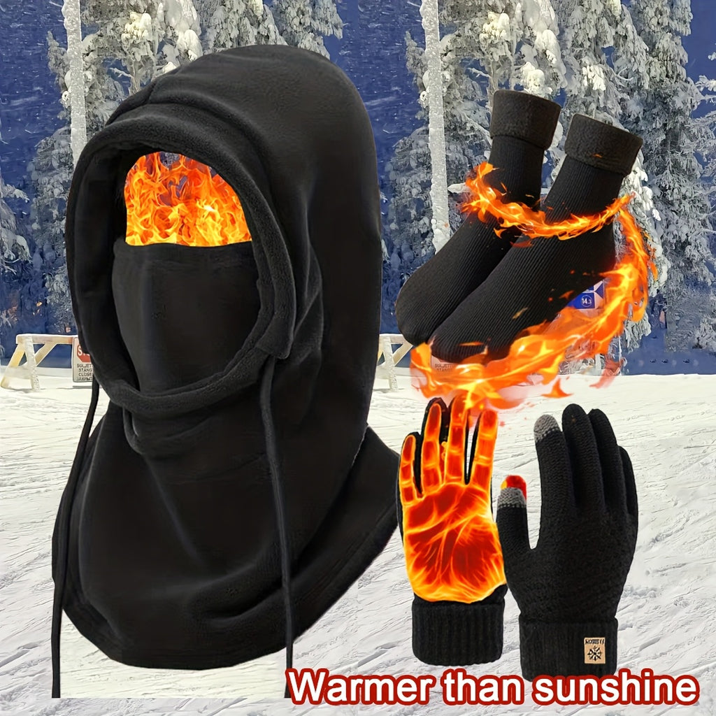 3pcs/ 6pcs Winter Hats for Men Winter Hat, Head Cover, Neck Scarf, Gloves, Warm Set