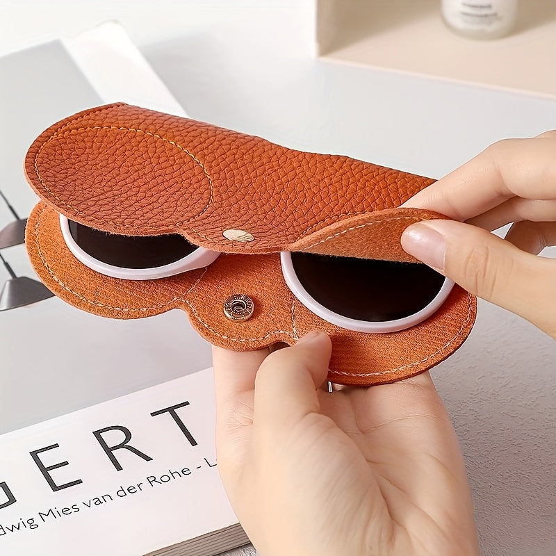 10-Pack Portable Stylish Faux Leather Case - Cute Clip-On Design with Golden Clasp Eyewear Holder for Women, Bag Pendant, Glasses Protection Cover for New Eyeglasses