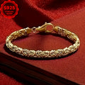 18K Gold Plated Plated-plated Grass Rope Golden Bracelet, 925 Sterling Silvery Material, The Perfect Choice for Men for Everyday, Party Wear - The Perfect Gift for Birthdays, Valentine's Day, Father's Day, Any Holiday, Gift Box