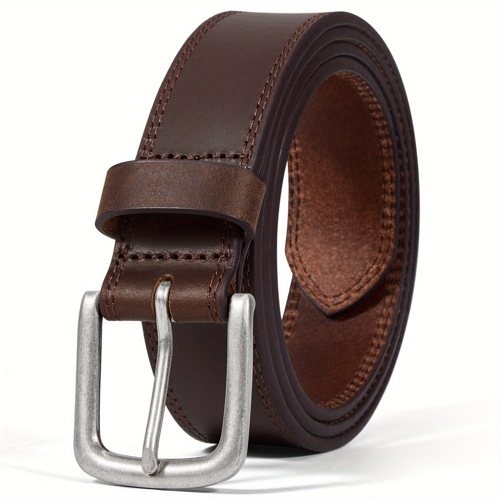 Men's Full Grain Leather Classic Fashion Jeans Belts, Handmade Men Leather Belt with Gift Box