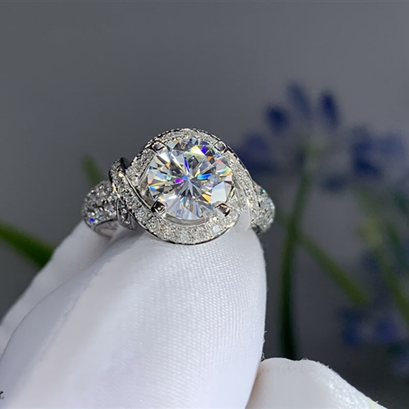 Fashion Intertwined Design Ring, Full-set Moissanite Vintage Flower Tower Wedding Ring, Moissanite Ring Band925 Silver, High-quality Moissanite, Engagement, Anniversary, Wedding Anniversary, for Friends, for Loved Ones, Elegant, Sexy