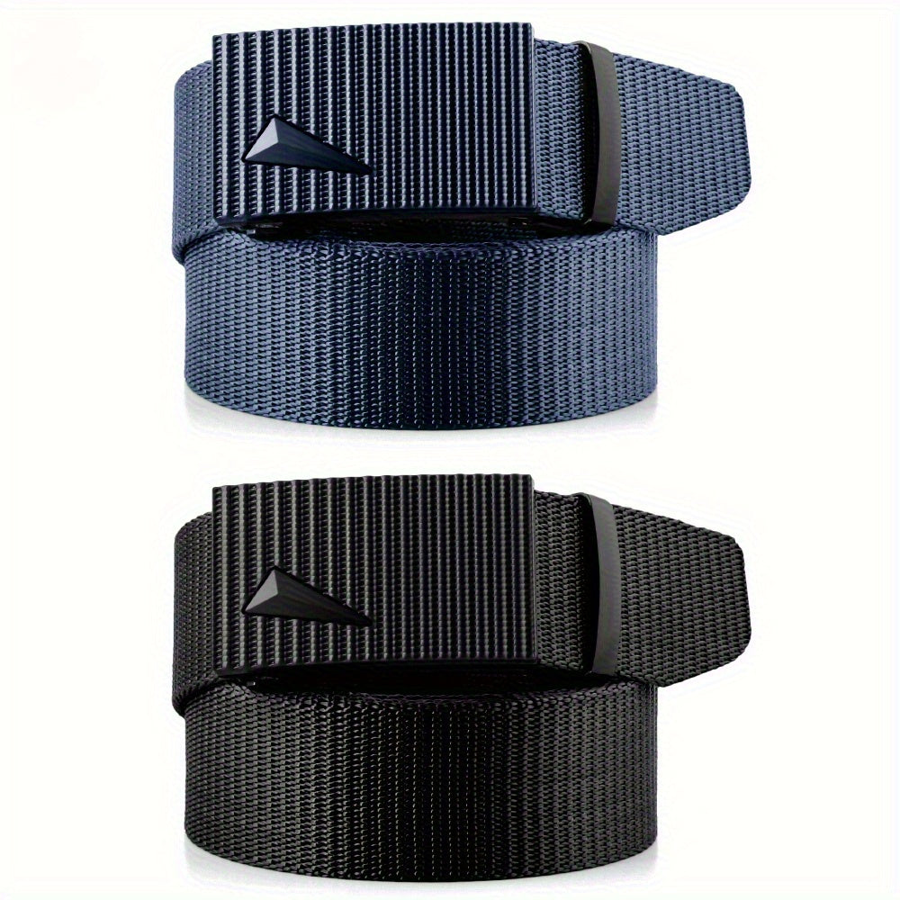 2pcs Men's Casual Waist Belt Ratchet Belt Automatic Buckle Adjustable Belt - Outdoor Work Belt Casual Shorts Jeans Fashion Simple Versatile Suitable for Daily Commuting Party Wear