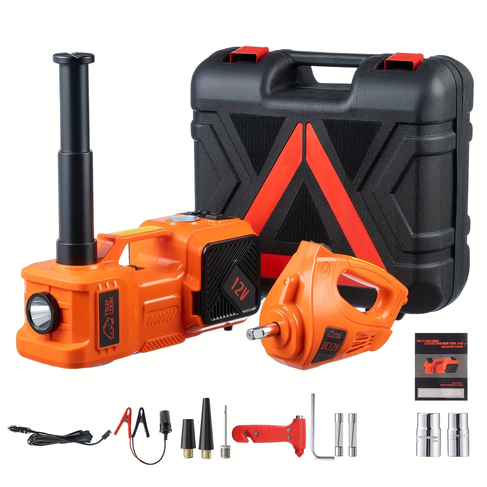 5 Ton Electric Car Jack, Hydraulic Jack and Electric Impact Wrench, Portable Car Lift with Built-in Air Pump, Suitable for SUV MPV Car Truck, Tire Replacement Garage Maintenance, Emergency Maintenance