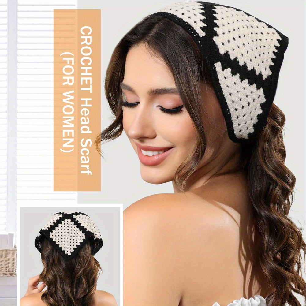 3pcs Woven Headscarf Triangle Scarf Headband Pastoral Summer Outing Sweet and Cute Ladies Headscarf Tie Fashion Hair Accessories