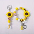 2-4pcs/set Sweet And Cute Cartoon Sunflower Charm Handmade Beaded Keychain for Wrist Short Tassel Key Ring Accessory Bag Pendant Accessory Perfect Gift for Friends