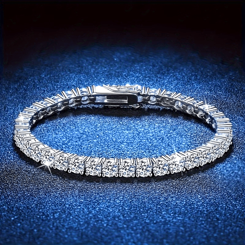S925 Silver Moissanite Tennis Bracelet, High Jewelry Gift for Banquet Party Dinner, Hip Hop, Couple Style, Luxury, Wedding, Anniversary, Birthday