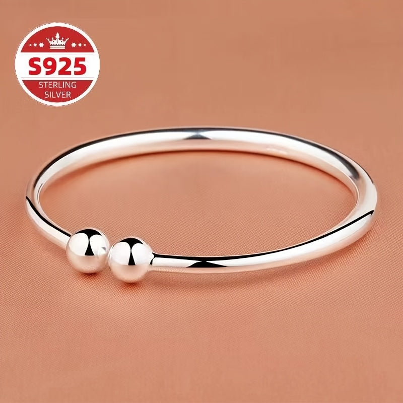 Two Pieces of S925 Sterling Silver Open Round Pearlescent Garlic Fashion Simple Bracelet, Suitable for Daily Wear And Gifts, Women'S Jewelry Valentine'S Day Carnival Mother'S Day Perfect Gift for Friends
