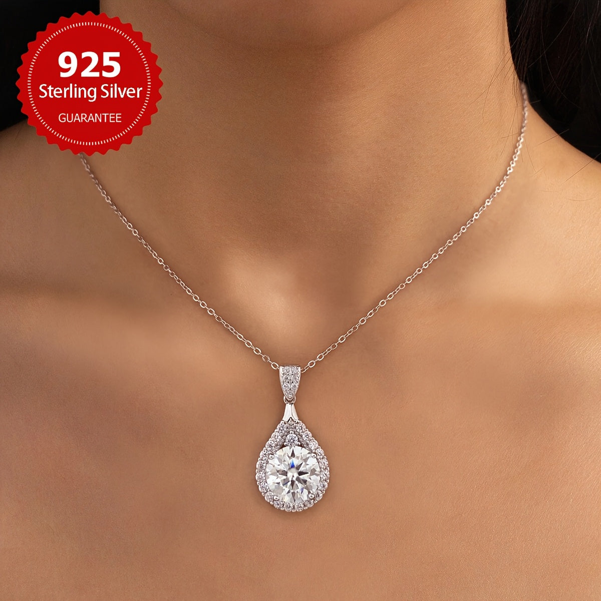 925 Sterling Silver Inlaid Synthetic Zirconia Necklace, Wedding Necklace, Valentine'S Day Gift, Elegant Women'S Bridal Jewelry, Best Valentine'S Day Gift