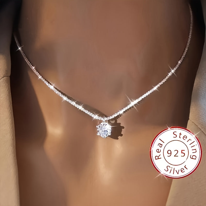 Pack of 2 925 Sterling Silvery Women's Wedding Necklaces, Promise Necklace, Eternal Necklace, Mother's Day, Valentine's Day, Luxury Jewelry Gift for Ladies
