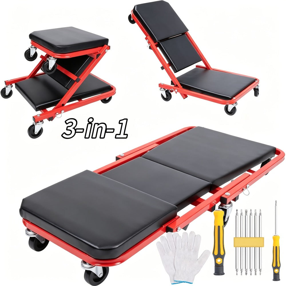New Gifts for My Husband: 36-inch (approximately 35.98-inch) Outdoor Z-Crawl Seats, Adjustable Load-Board Folding Car Crawl Kit, 6-wheel 2.5-inch (approximately 2.52-inch).Valentine's Day Gifts for Men, Boyfriends, Husbands, And Partners.