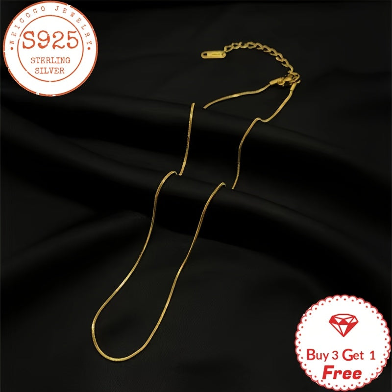 Pure Handmade, 24K gold plated 24K gold plated-plated 925 Silver 1mm Round Snake Chain, Perfect For Commemorations, Valentine'S Day, Mother'S Day, Christmas, Birthdays, Gifts For Him/her, Mother, Daughter, Comes In A Gift Box, Buy 3 Get 1 Free