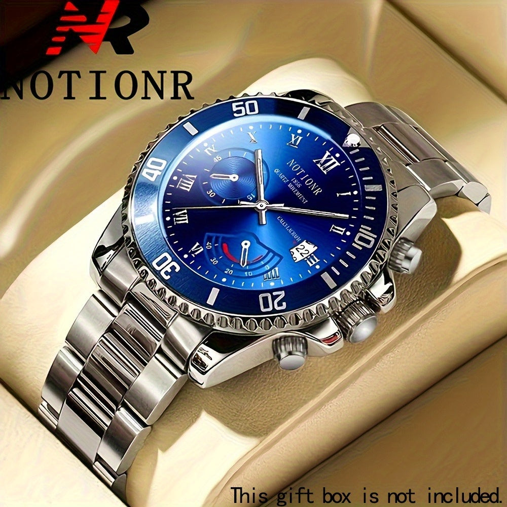 [Ideal for Valentine's Day] NOTIONR Fashion Classic Men's Watch Stainless Steel Strap, Date Display, Business Watch | Sleek Watch Design | Business Watch | Ideal for Valentine's Day