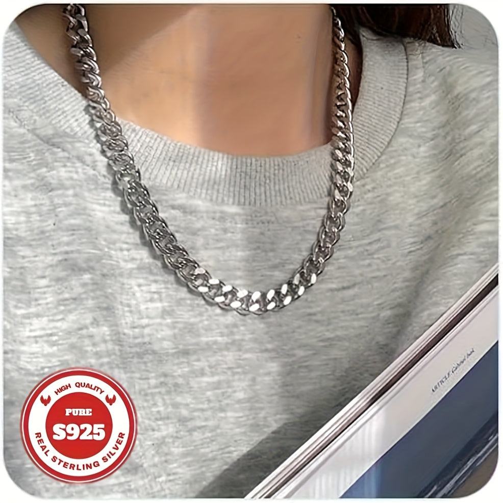 [Christmas, Halloween] S925 Sterling Silver Heavy Cuban Chain, 10mm Wide, Handcrafted Heavyweight Construction, Sturdy And Durable, Suitable for Casual Attire And Special Occasions Such As Christmas And Halloween