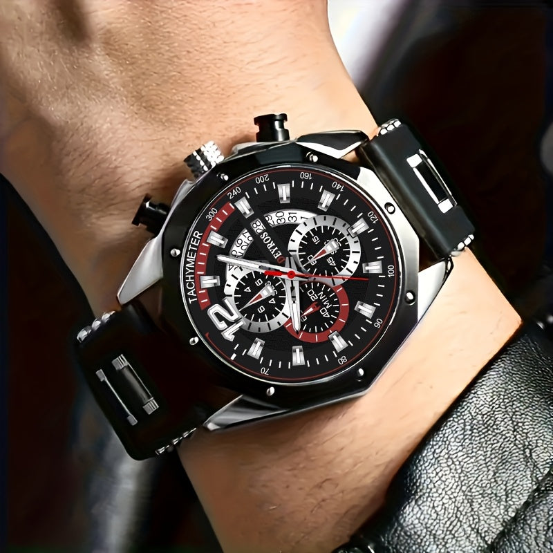 1pc Men'S Fashion Casual Quartz Watch, Silicone Strap, Date Display - Stylish Casual Wristwatch for Casual Attire, Casual Wristwatch | Sporty Watch Design | Quartz Movement, Thanksgiving, Christmas The Perfect Gift Reloj Para Hombre.