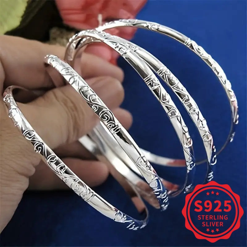 5pcs Set of 925 Sterling Silver Geometric Bracelet for Women, Easy Style Jewelry, Suitable for Daily Wear, Not Easily Allergic, Mother'S Day Gift