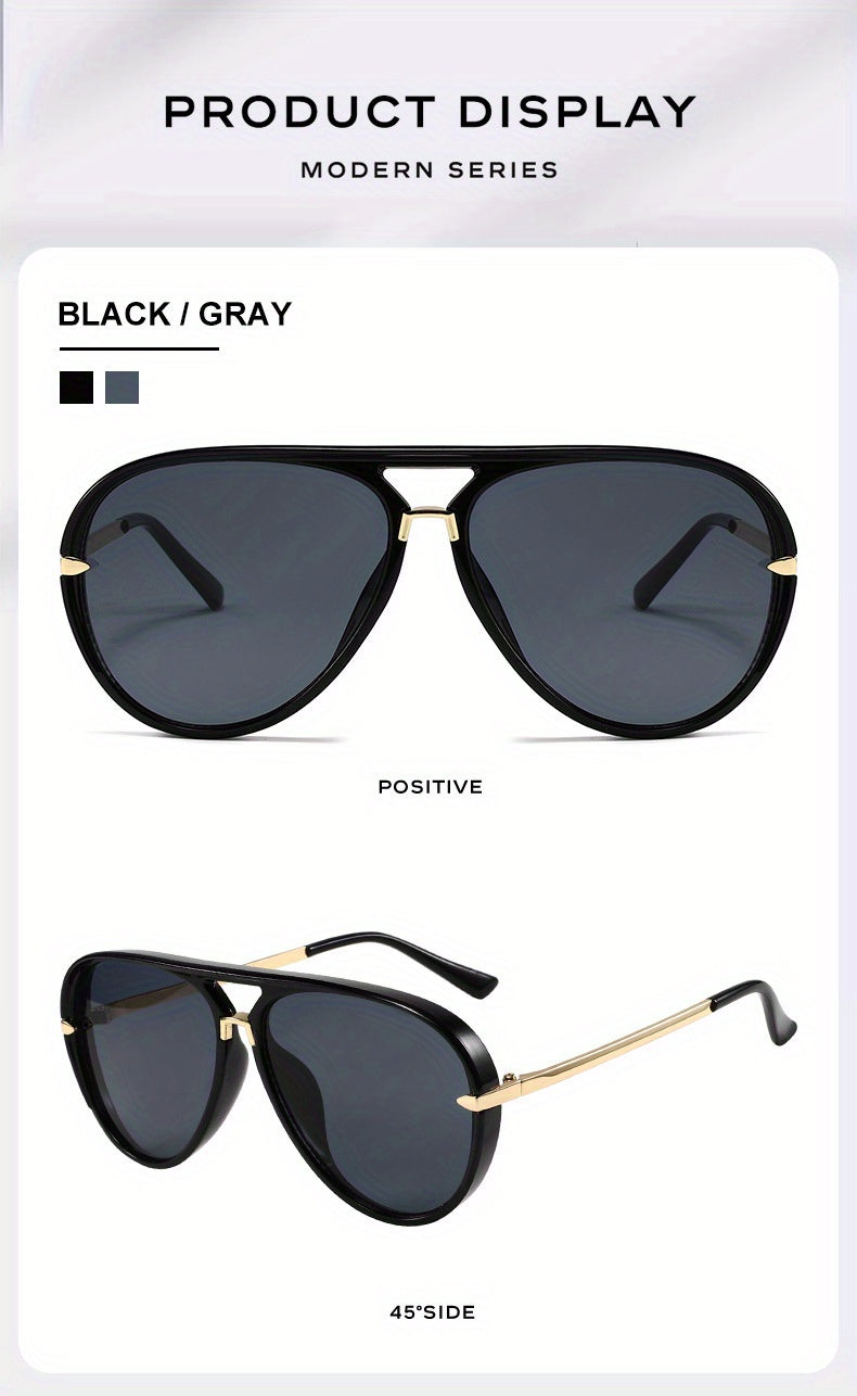 Unisex Double Bridge Sunglasses, Retro Shape Frame, Trendy And Versatile Glasses for Men And Women, Perfect for Cycling, Street Style, Party, Photography, And Everyday Fashion, Protection And Lightweight Design (Includes a Glasses Case)
