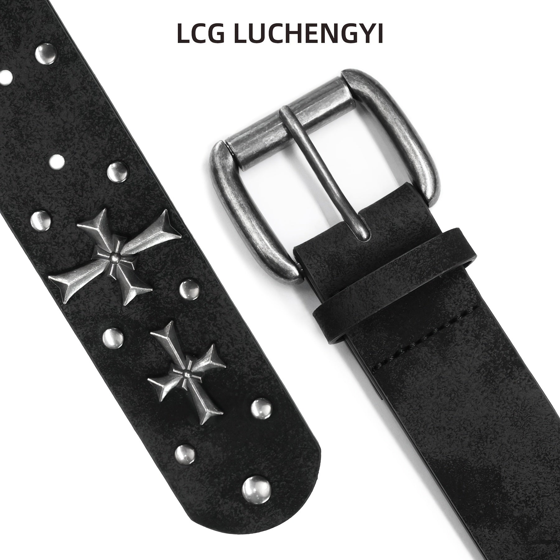 Studded Belt Women Y2K Belt Metal Punk Rock Style Rivet Gothic Belts with Cross Rivet for Jeans Pant