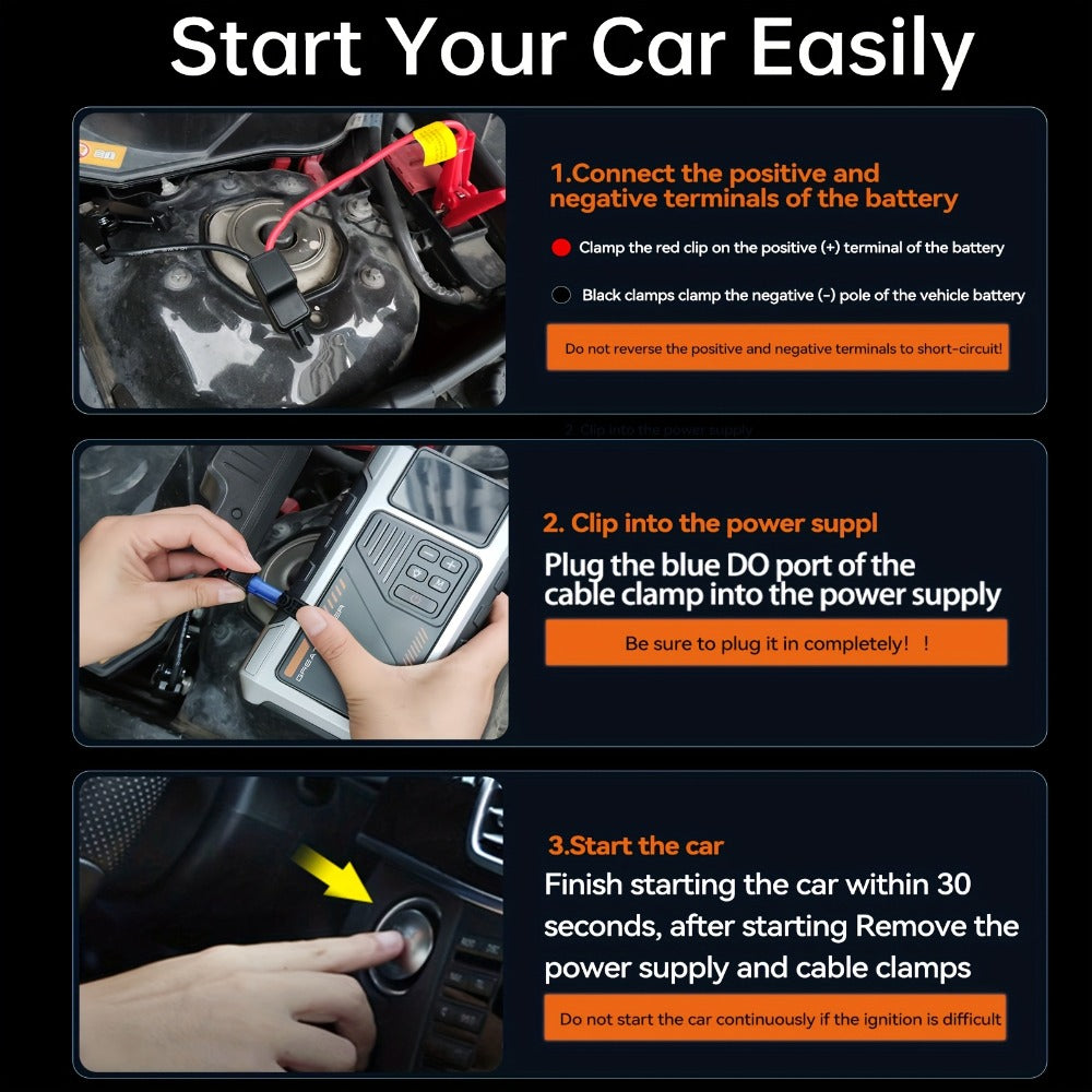[Portable Jump Starter] Jump Starter With Air Compressor, 8000A Peak Battery Jumper Starter Portable, Jump Box For Car Battery, 12V Portable Jump Starter For 8.0L Gas And 6.5L Diesel Cars With USB Ports And LED Flashlight, Portable Car Jump Starter, Batte
