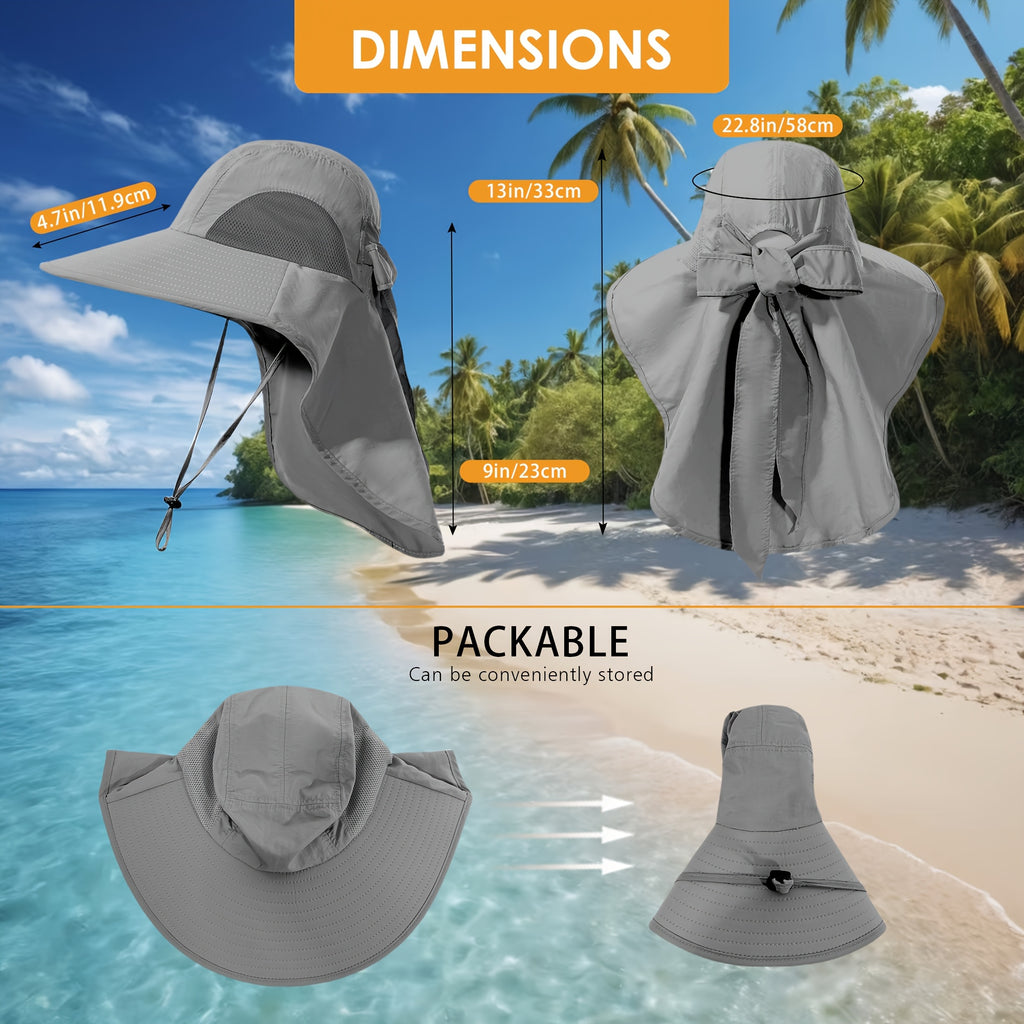 [Foldable Sun Hats] 2pcs Women's Foldable Sun Hats, High Quality Wide Brim Bucket Hat with Neck Cover, Suitable for Summer Beach, Fishing And Hiking
