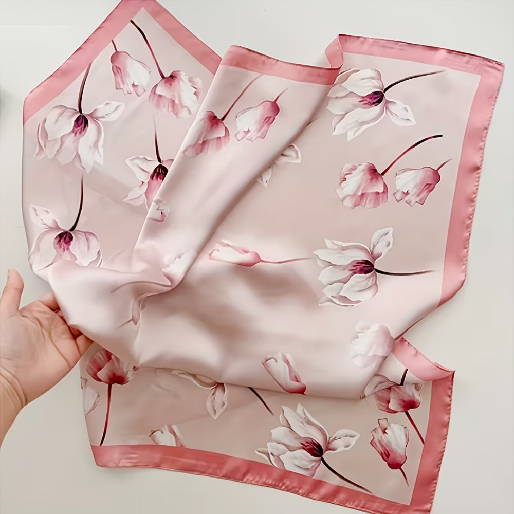 6pcs/Set Hair Bandanas Scarf for Women Lightweight Fashion Neck Polyester Satin Head Scarves Ribbon Headband for Sleeping Handbags Scarf 27.6 Inches