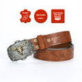 2pcs Men'S Western Cowboy Faux Leather Belts with Bull Buckle | Durable Embossed Floral Design in Black & Brown - Perfect for Western Events, Parties & Gifts | Brand: VERSDO, Buckle Material: Zinc Alloy Golden