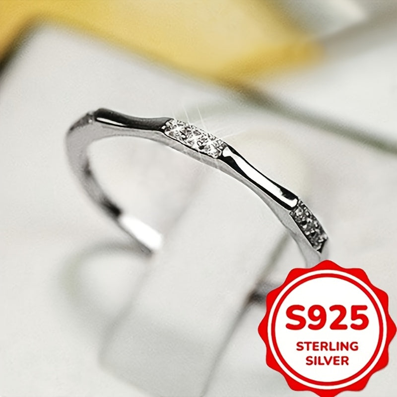 925 Sterling Silver Simple Style Thin Ring Inlaid Zirconia Women's Engagement Ring for Wedding Party Daily Casual Wear Valentine's Day Gifts