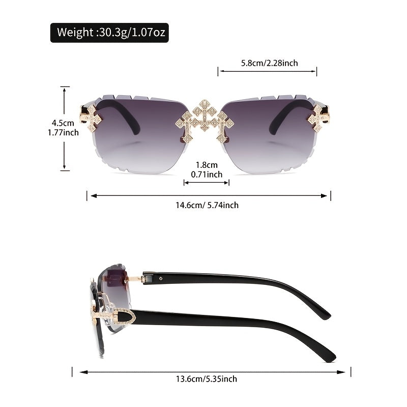 Fashion Frameless Square Decorative Glasses - High-quality Rhinestone Inlay Design - Men's And Women's Versions Available - Suitable for Various Scenarios Such As Daily Wear, Leisure Activities, Styling Shoots, Etc.