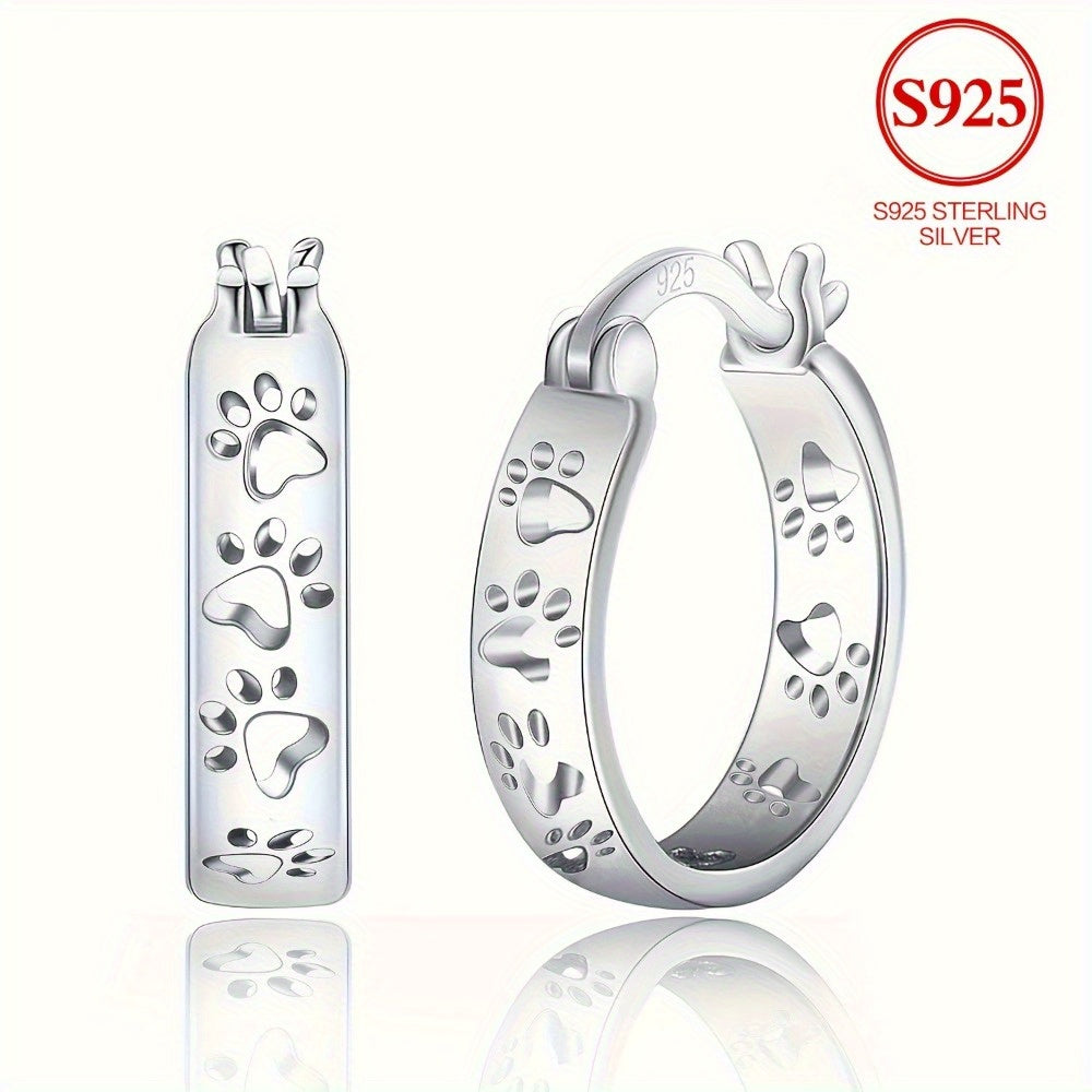 925 Sterling Silver Hoop Earrings for Simple Holiday Style, No Mosaics, Everyday and Gift Occasions, Valentine's Day Gift Ideas, Elegant Animal Claw Jewelry for All Seasons