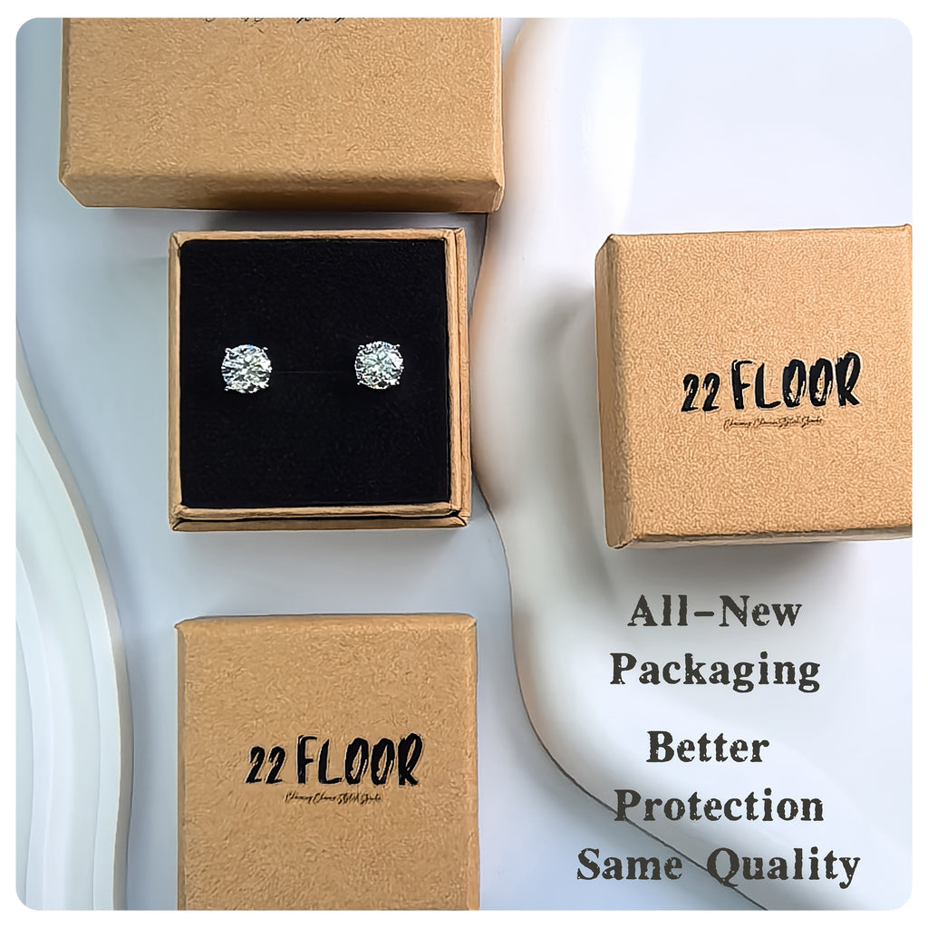 1 Pair Moissanite Stud Earrings 1CT, 2CT, 4CT, 6CT D Color VVS1 Clarity Brilliant Round Cut Lab Moissanite 18K gold plated White 18K gold Plated 925 Sterling Silver Earring Jewelry Gifts For Teenager Teenager Girls With Jewelry Box, For Teenager