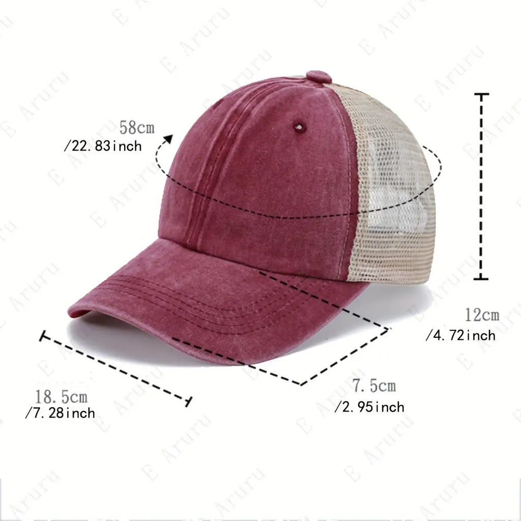 1pc Vintage Washed 'I'D Rather Be Thrifting' Printed Baseball Cap- Fashionable Outdoor Sports Sun Hat Ideal Gift with Adjustable Strap- Breathable Mesh Back