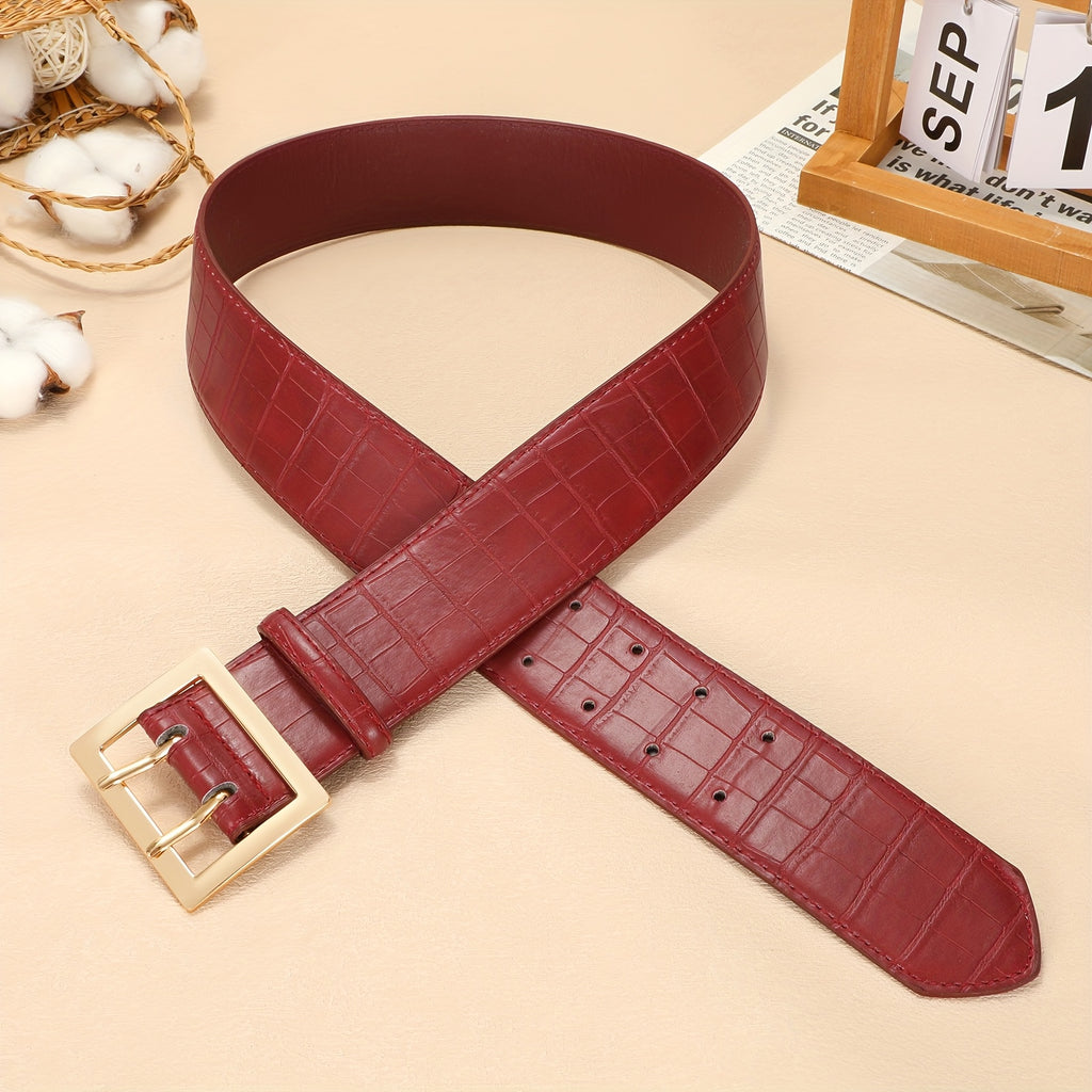 1pc Women'S Crocodile Pattern Wide Belt, Jeans Dress Fashion Women'S Belt, Dress Pants Match