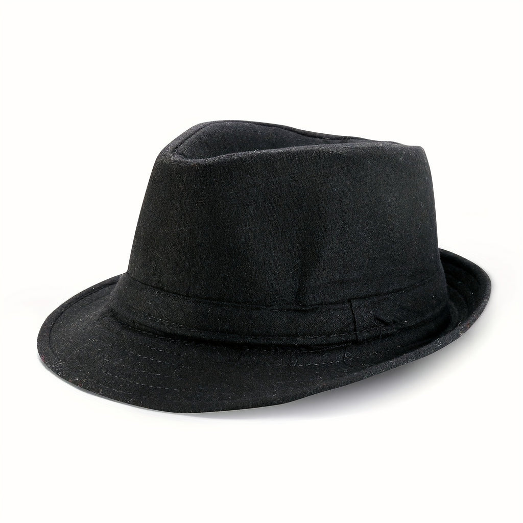Men's Classic Short Brim Fedora Hat Manhattan Structured Gangster Trilby Jazz Cap