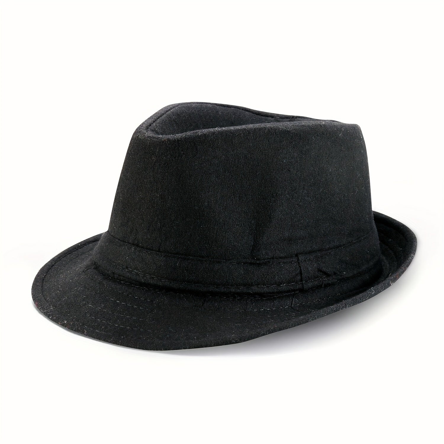 Men's Classic Short Brim Fedora Hat Manhattan Structured Gangster Trilby Jazz Cap
