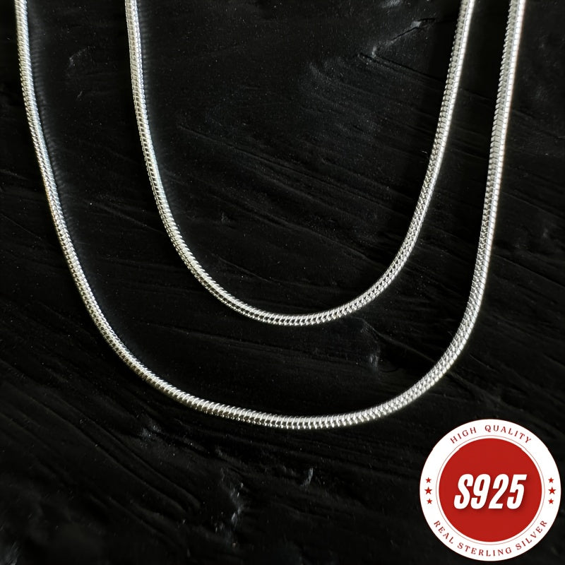 925 Sterling Silver Necklace, Handcrafted 1mm Round Snake Bone Necklace, Classic And Simple Design, Suitable For All Occasions - Christmas, Halloween, Valentine'S Day, Anniversaries Or As A Holiday Gift - Buy 2 Get 1 Free