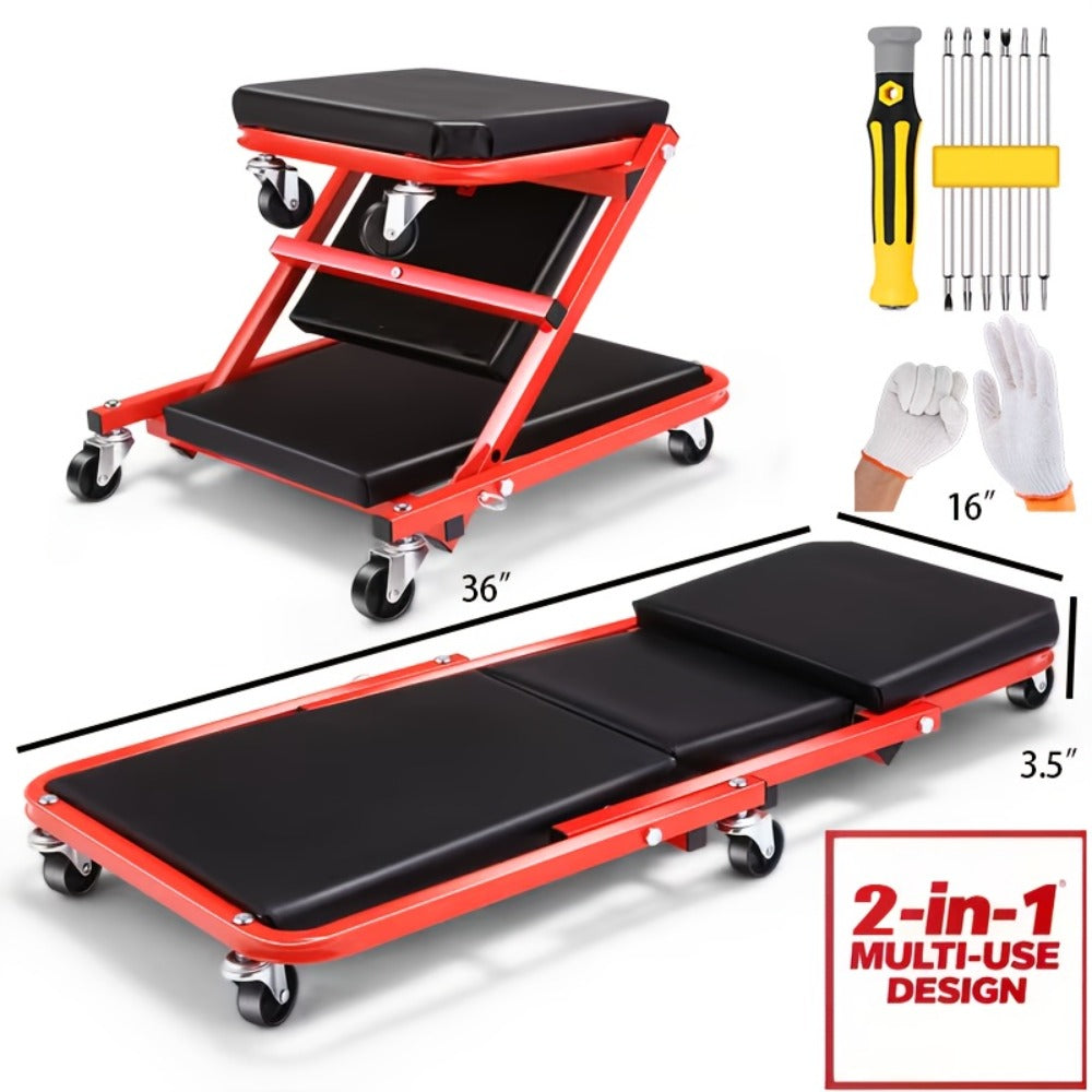 New Gifts for My Husband: 36-inch (approximately 35.98-inch) Outdoor Z-Crawl Seats, Adjustable Load-Board Folding Car Crawl Kit, 6-wheel 2.5-inch (approximately 2.52-inch).Valentine's Day Gifts for Men, Boyfriends, Husbands, And Partners.