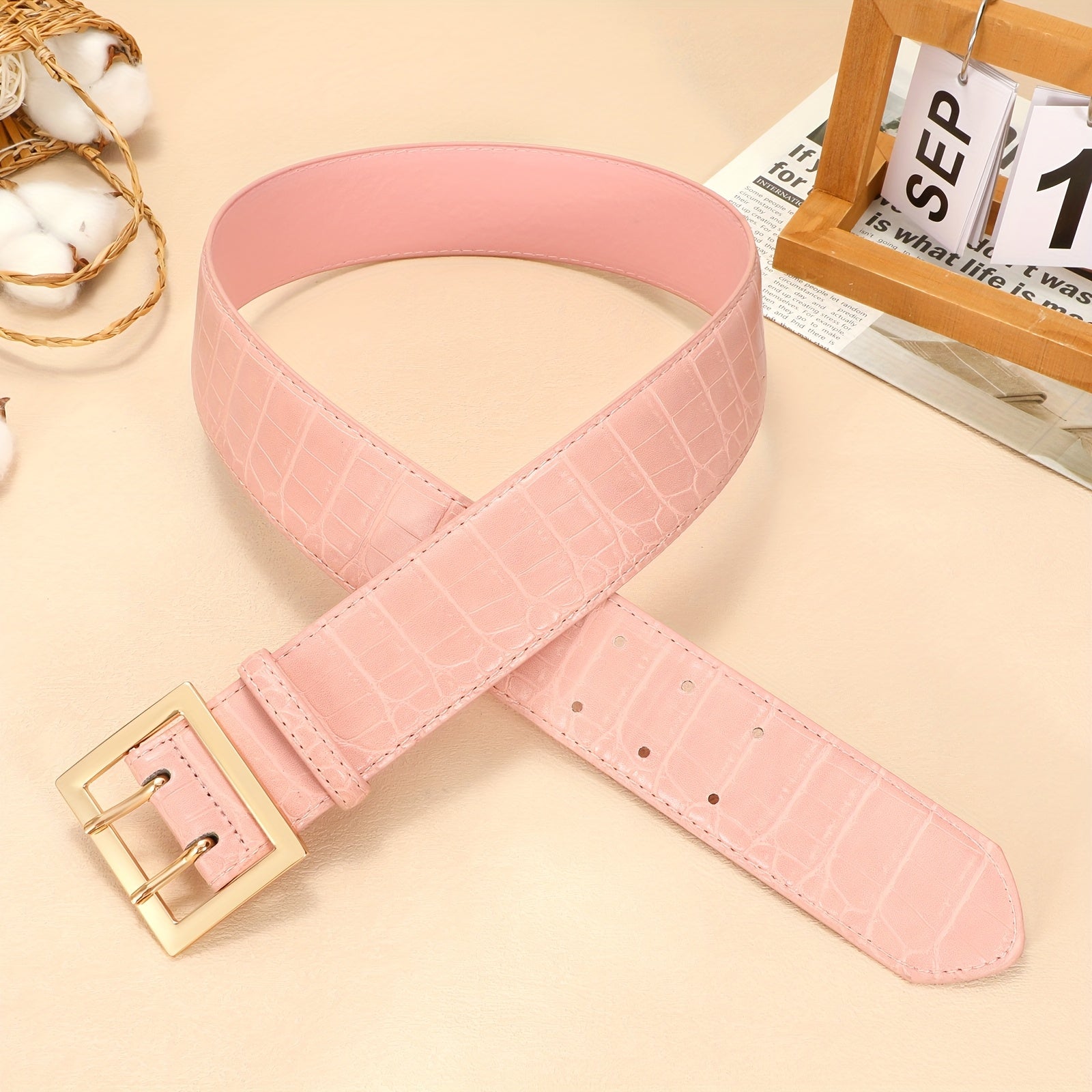 1pc Women'S Crocodile Pattern Wide Belt, Jeans Dress Fashion Women'S Belt, Dress Pants Match