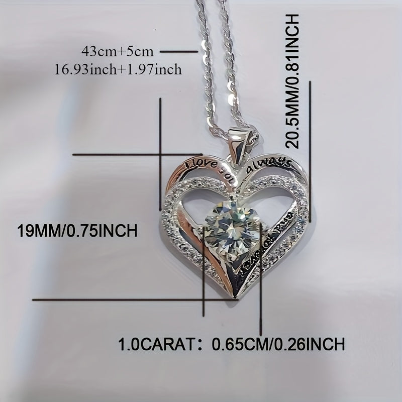 925 Silver Material 1-Carat Moissanite Necklace, Suitable for Women to Wear. Fashionable Heart-Shaped Pendant, a Must-Have Style for Parties. Classic And Easy Style. It Is an Exquisite Gift for Birthdays. Total Product Weight (2.28G)