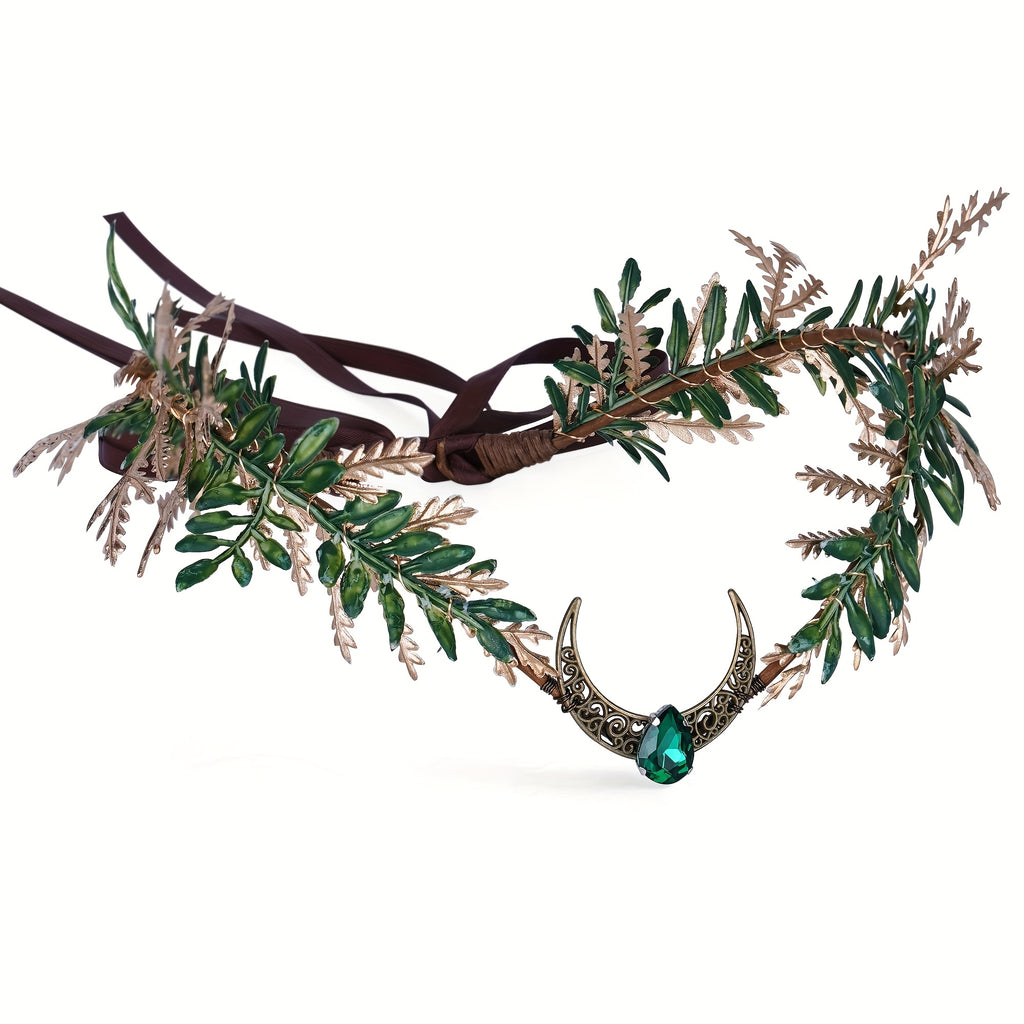 4pcs Set of Women's Renaissance Fairy Costume Accessories - Medieval Elf Headband, Belt Pouch, Cork Potion Bottle, And Elf Crown for Viking Cosplay Masquerade.