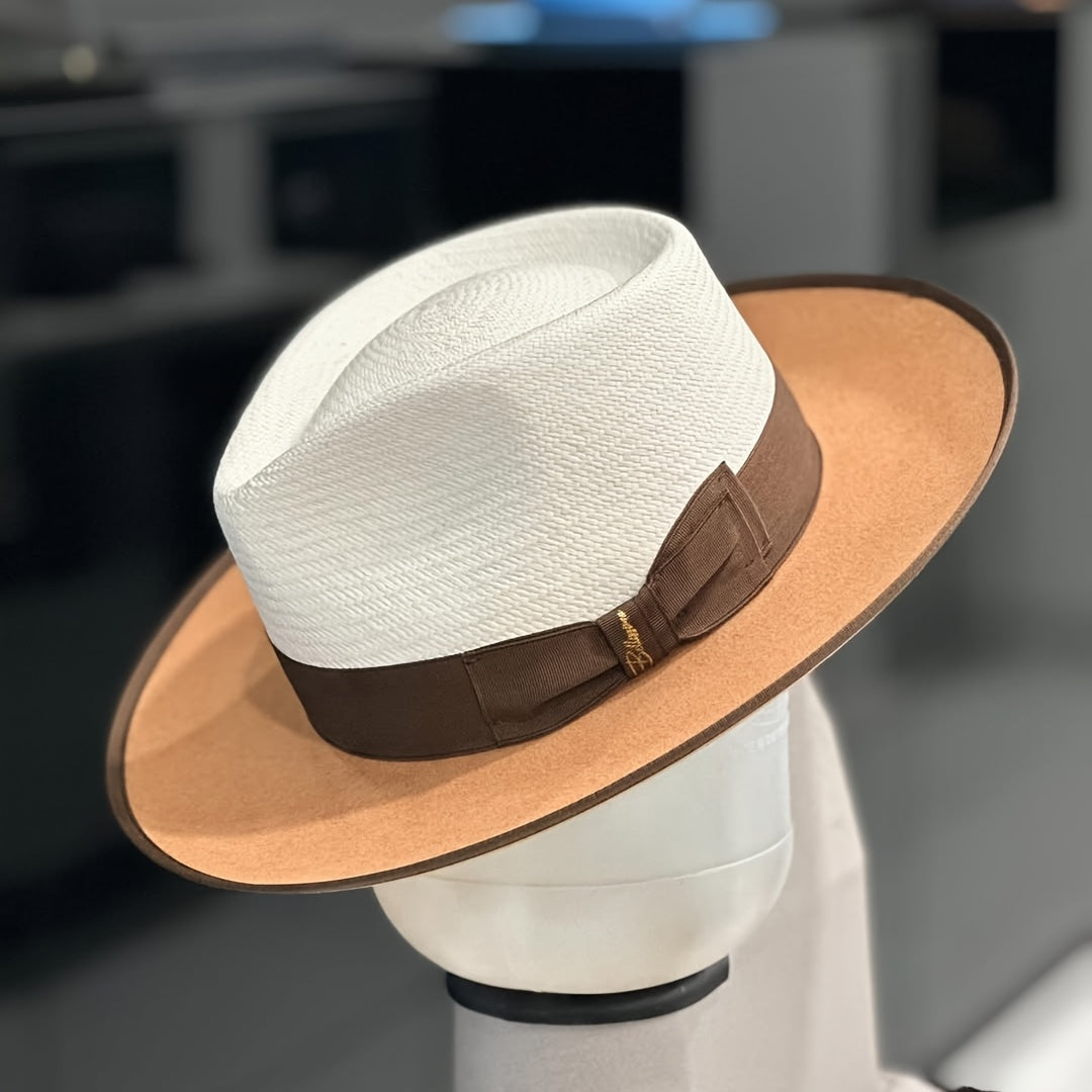 Hand- Panama Color Matching Spring And Summer Hat, Men'S And Women'S Valentine'S Day Gift, Wedding Style Unisex, Head Circumference 22.44-23.62inch, Adjustable Hat Circumference