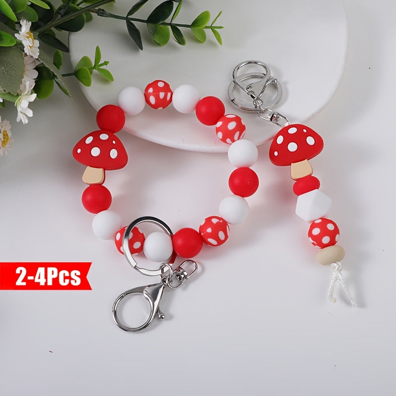 2-4pcs/set Sweet And Cute Cartoon Sunflower Charm Handmade Beaded Keychain for Wrist Short Tassel Key Ring Accessory Bag Pendant Accessory Perfect Gift for Friends