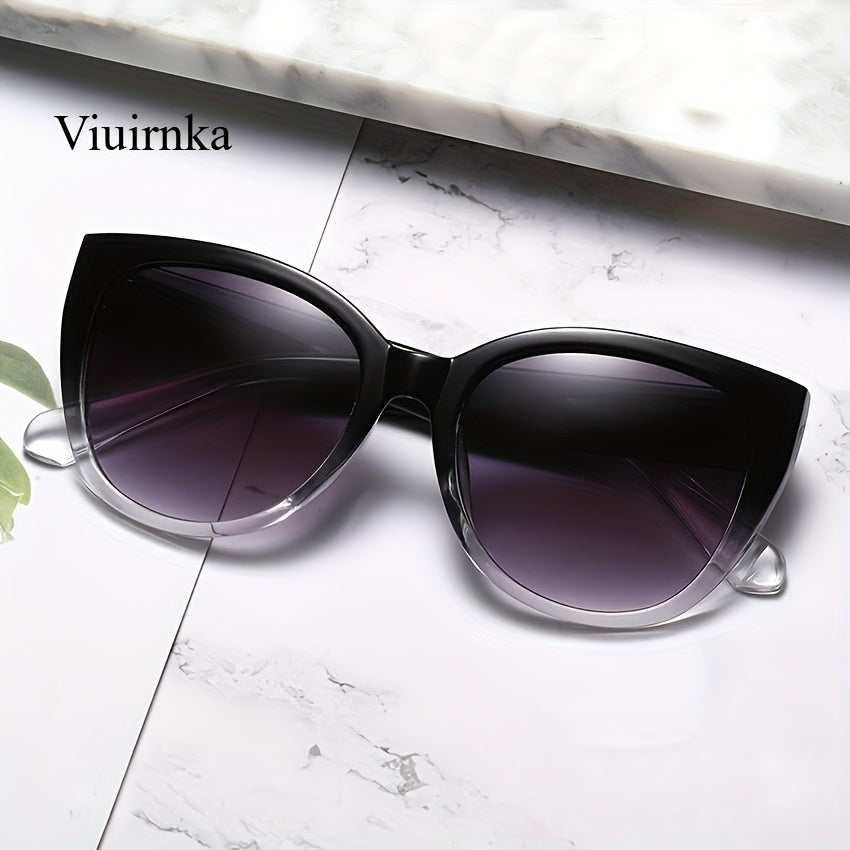Summer Must Haves, Stylish Retro Cat Eye Oversized Gradient Fashion Glasses for Men and Women, Perfect for Beach, Vacation, Travel, and Cruise, Trendy Fashion Accessories