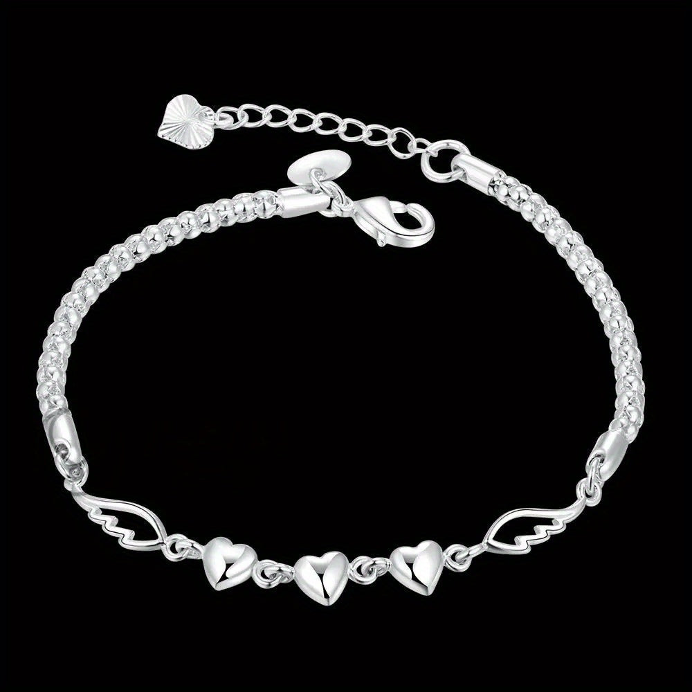 [Beach Gift] Fashion 925 Sterling Silver Love Angel Wings Chain Anklet Beach Gift for Women