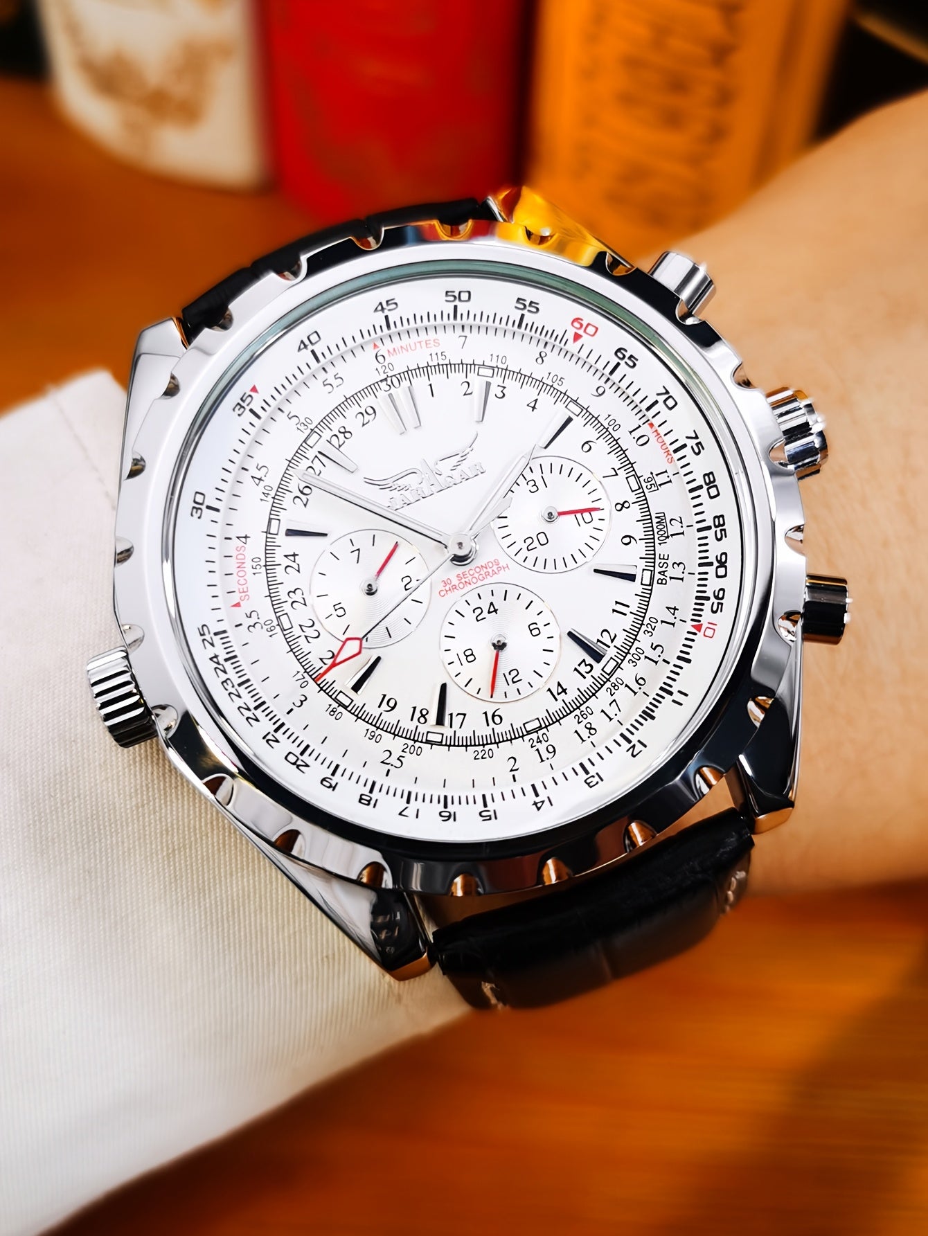 1pc Pilot Sports Automatic Mechanical Watch for Men Fashion Multifunctional Small Dials Week 24 Hours Display Calendar Business Casual Mens Watches Top Brand Luxury New Year Birthday Festival Gifts